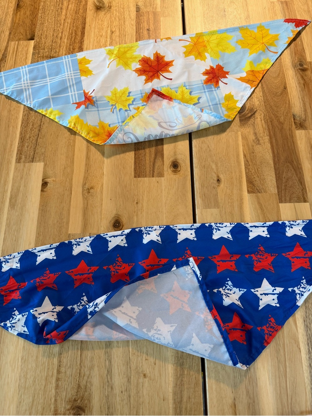 Reversible Dog Bandana - Autumn Leaves & Stars - Picture 4 of 5
